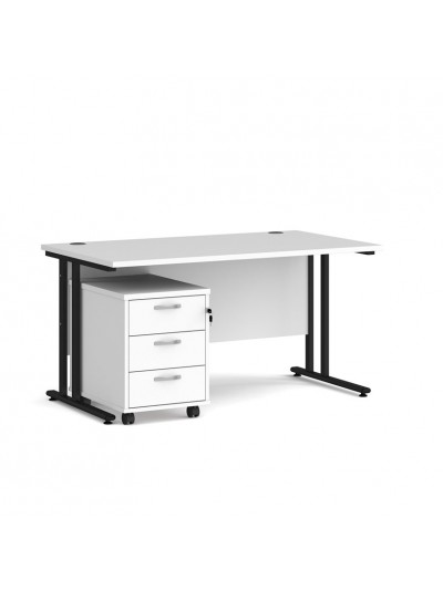 BIG DEALS Straight Desk with 3 Drawer Pedestal - choice of Size