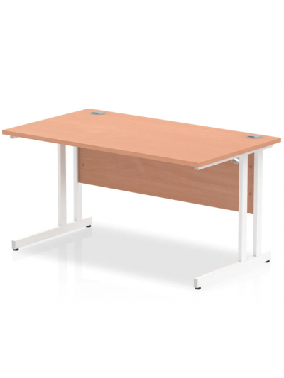 BIG DEALS Dynamic Impulse Straight Desk - White Legs and Beech Finish - Multiple Size Options
