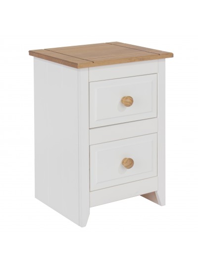 Core Capri 2 drawer petite bedside cabinet in waxed white pine 