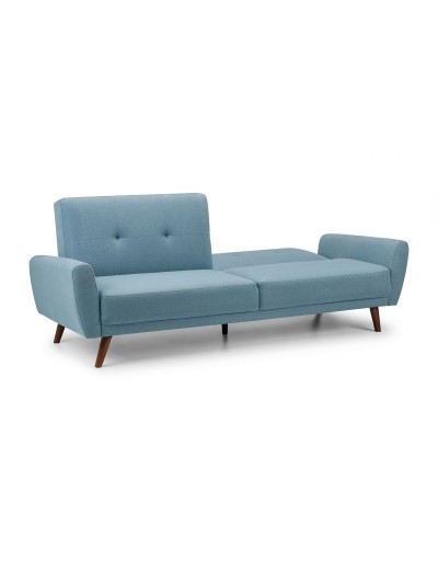 julian bowen Monza Retro 3/4 Seat Sofa Bed Blue Linen Fabric