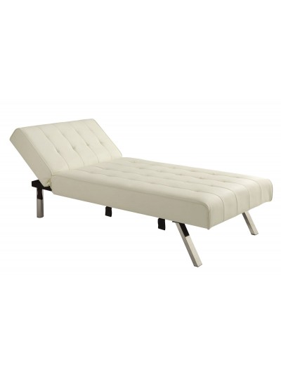 Dorel Emily Chaise In Vanilla PU Faux Leather