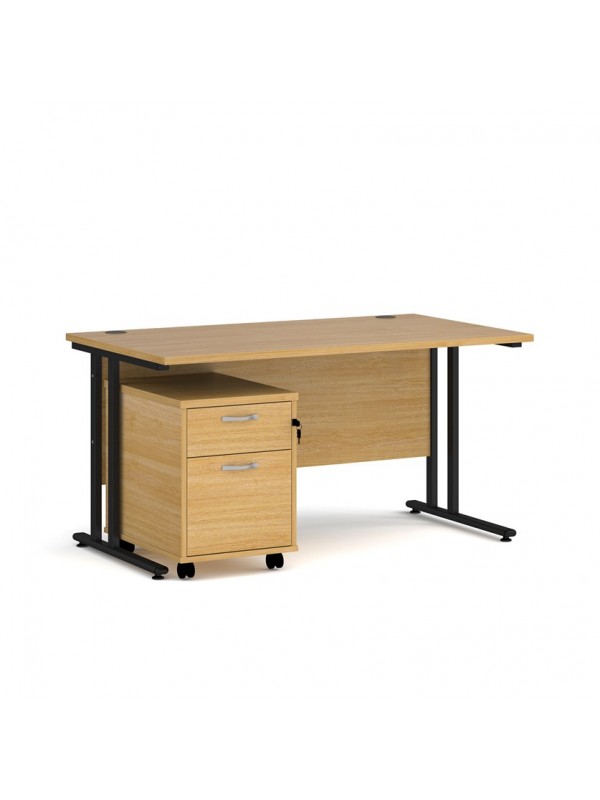 BIG DEALS Straight Desk with 2 Drawer Pedestal - choice of Size