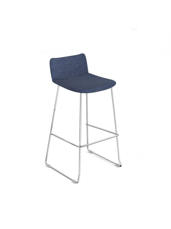 DAMS Remy fully upholstered high stool with chrome sled frame - made to order