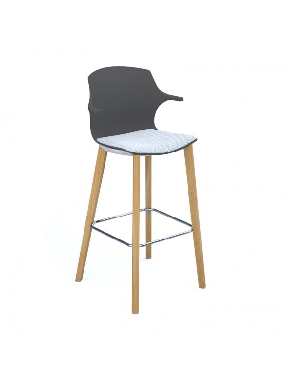 DAMS Roscoe high stool with natural oak legs and plastic shell with arms - made to order seat