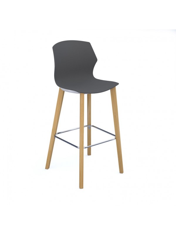 DAMS Roscoe high stool with natural oak legs and plastic shell