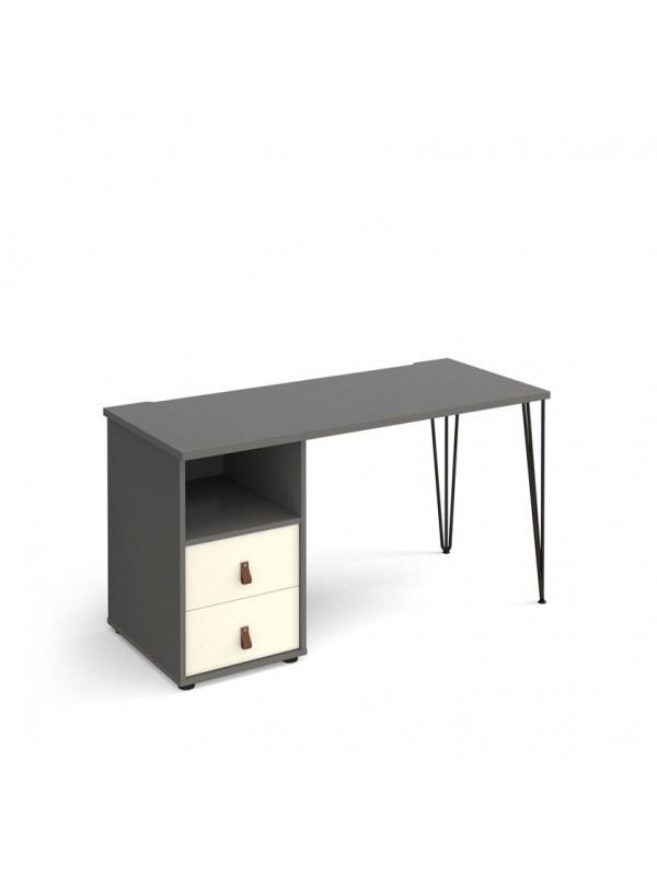 Big Deals Dams Tikal straight desk 1400mm x 600mm with hairpin leg and support pedestal with drawers