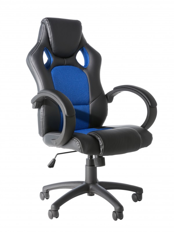 Dorel Alphason Daytona Faux Leather Racing Chair - Black With Blue Insert