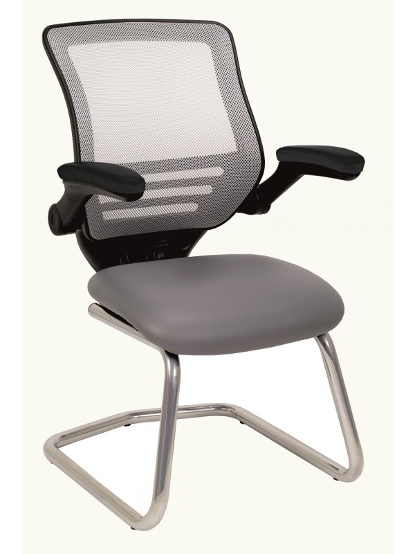 Alliance Chrome Mesh Back Cantilever Chair with Fold Back Arms