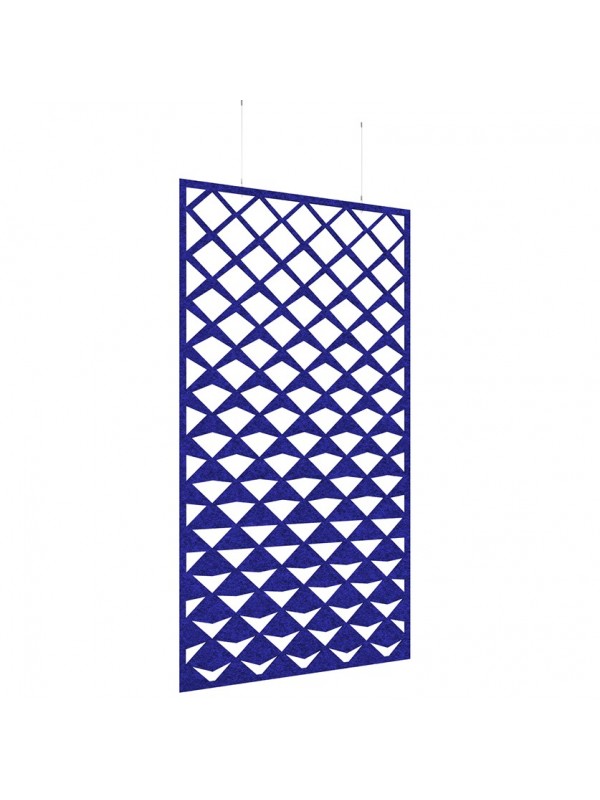DAMS Piano Chords acoustic patterned hanging screens in dark blue 2400 x 1200mm with hanging wires and hooks - Reflection