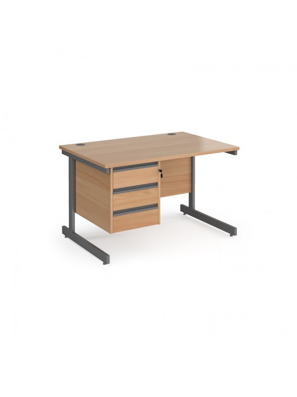 DAMS Contract 25 straight desk with 3 drawer pedestal