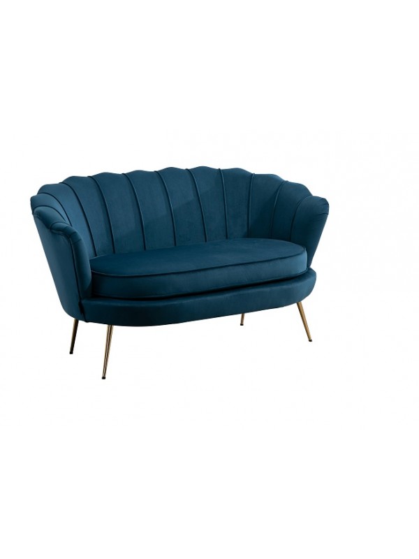 Birlea Ariel 2 Seater Sofa in Blue soft touch fabric with Gold Legs