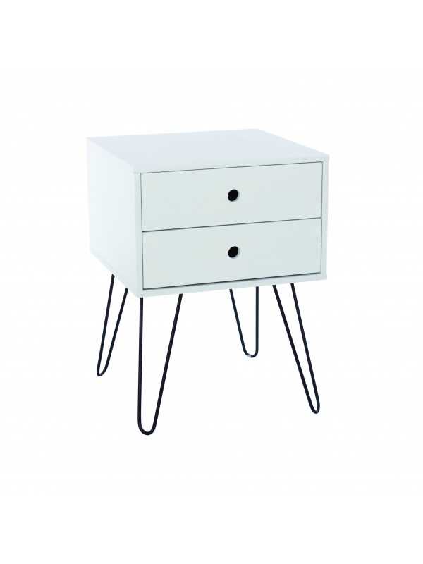 Core Options telford, white & metal 2 drawer bedside cabinet in white