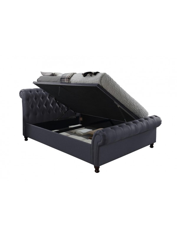  Birlea fabric Castello Side Ottoman Bed Frame charcoal/grey or steel crushed velvet