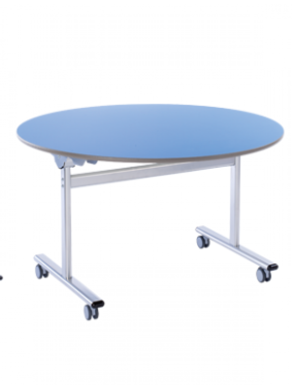 Metalliform Premium circular tilt top table Silver frame