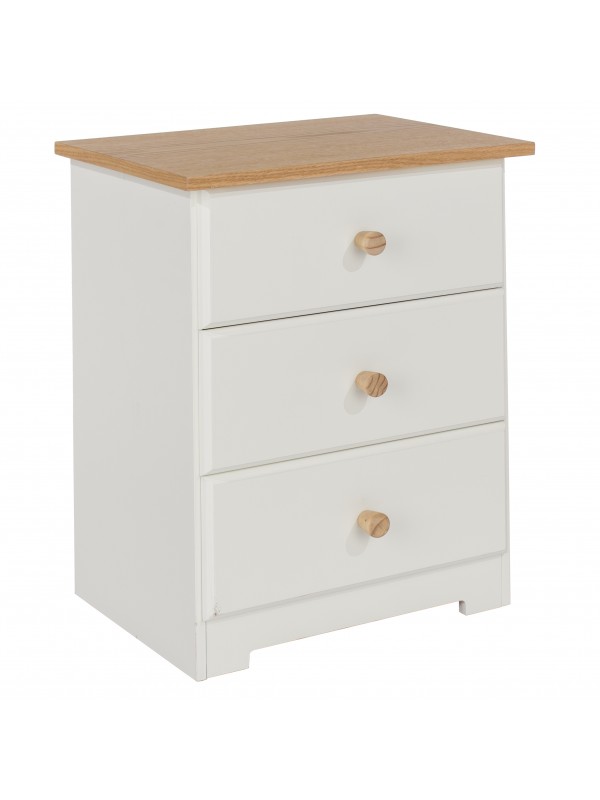 Core Colorado 3 drawer bedside cabinet in white oak