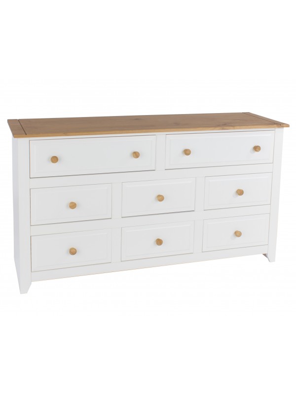 Core Capri 6+2 drawer large chest in waxed white oak