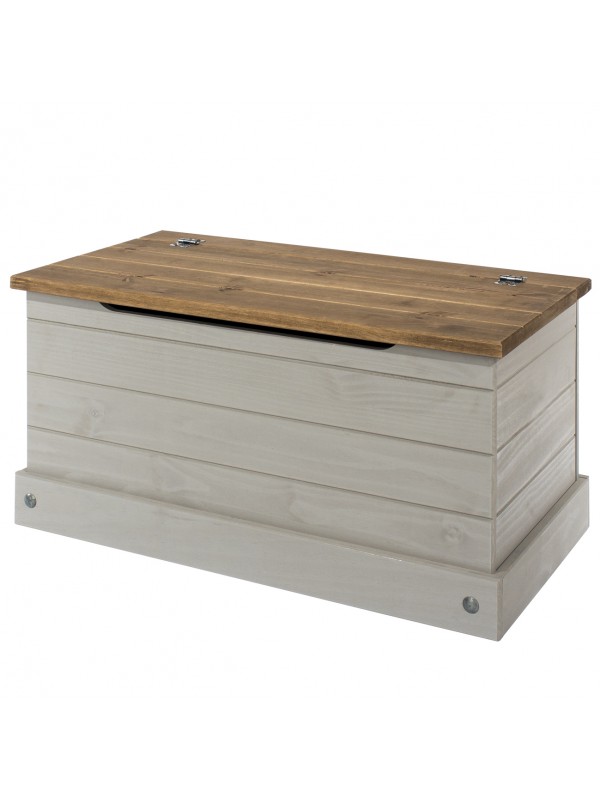 Core Corona storage trunk in solid pine painted grey 