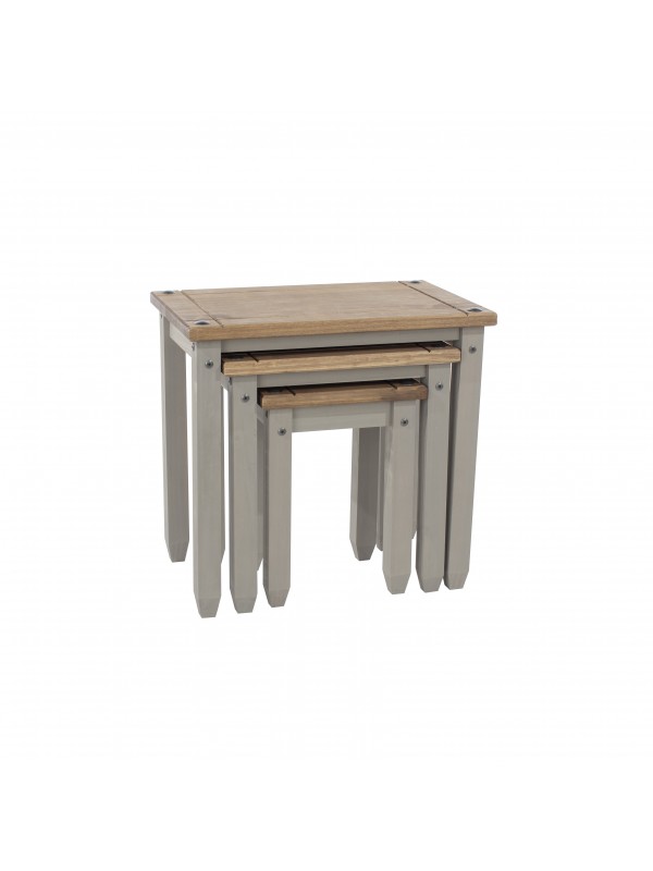 Core Corona nest of tables in solid pine painted grey