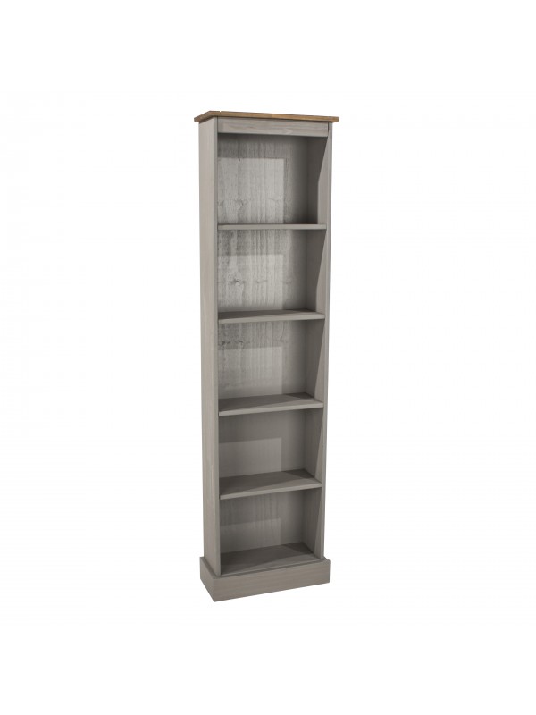 Core Corona tall narrow bookcases solid pine painted grey