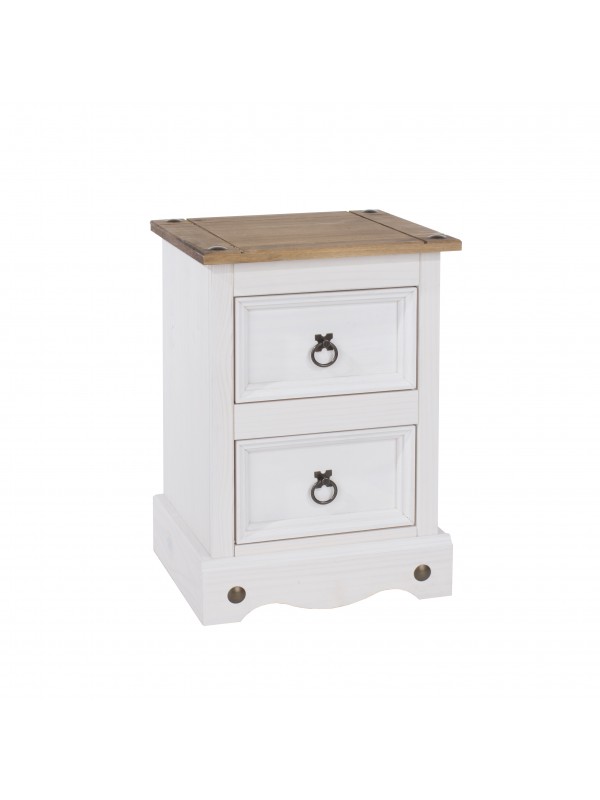 Core Corona 2 drawer petite bedside cabinet solid Pine white painted 