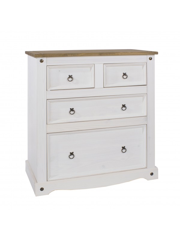 Core Corona 2+2 drawer chest solid pine painted white 