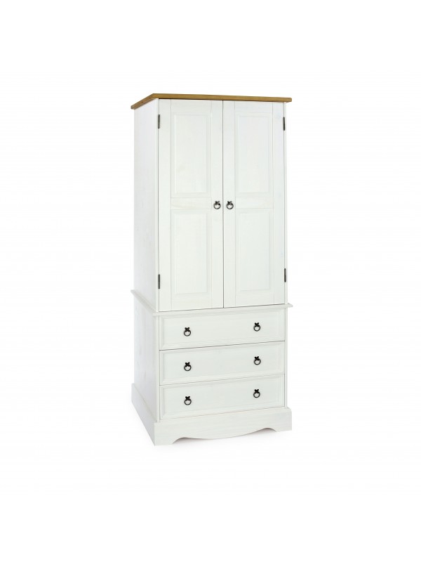 Core Corona 2 door, 3 drawer wardrobe solid pine painted white