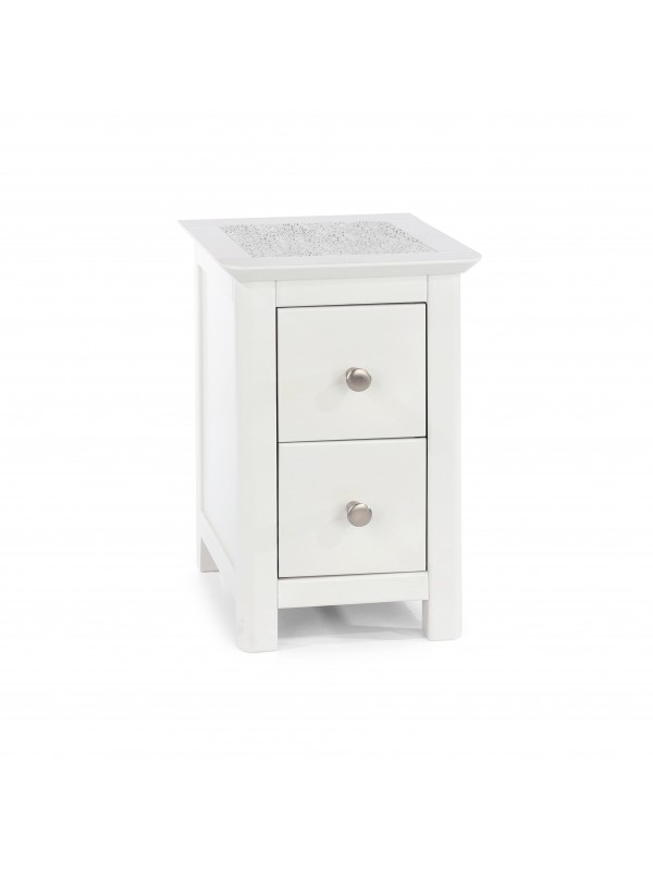 Core Stirling 2 drawer petite bedside cabinet in stone white 