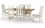 julian bowen pembroke dining set Table and 6 chairs ivory and welsh oak veneer-0