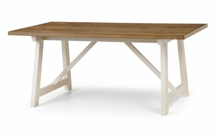 julian bowen pembroke dining set Table and 6 chairs ivory and welsh oak veneer-772