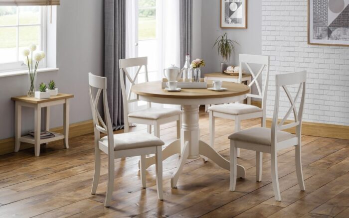 Julian Bowen Davenport round pedestal dining table set-954
