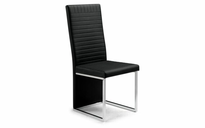 Tempo Black Glass Dining Table & 6 Faux Leather Chairs-2082