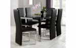 Tempo Black Glass Dining Table & 6 Faux Leather Chairs-2083