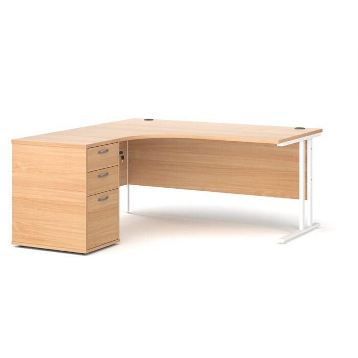 Big Deals Dams 1600mm Ergo Desk with 3 Drawer Pedestal-21663