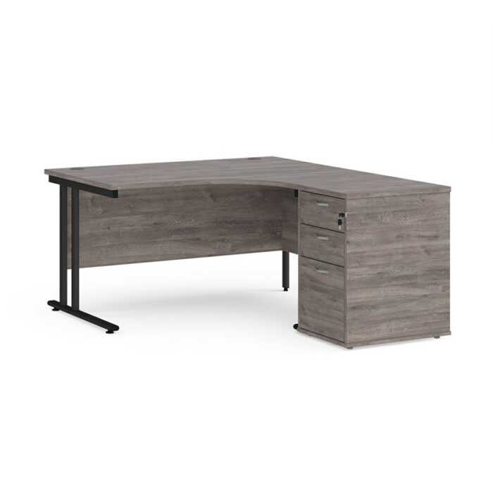 Big Deals Dams 1600mm Ergo Desk with 3 Drawer Pedestal-21661