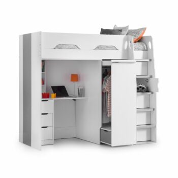 Julian Bowen wooden Pegasus Highsleeper in White & Grey Finish-0