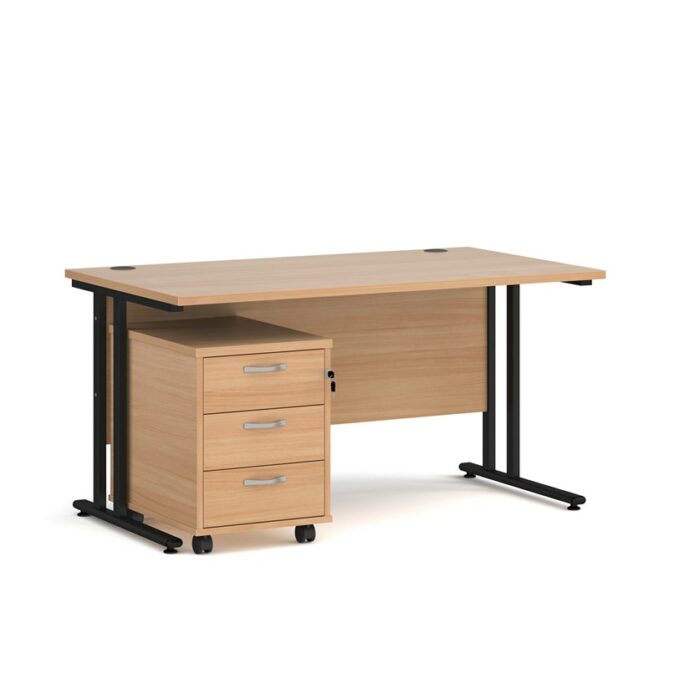 BIG DEALS Straight Desk with 3 Drawer Pedestal - choice of Size-21588