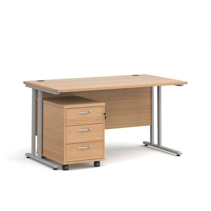 BIG DEALS Straight Desk with 3 Drawer Pedestal - choice of Size-21594
