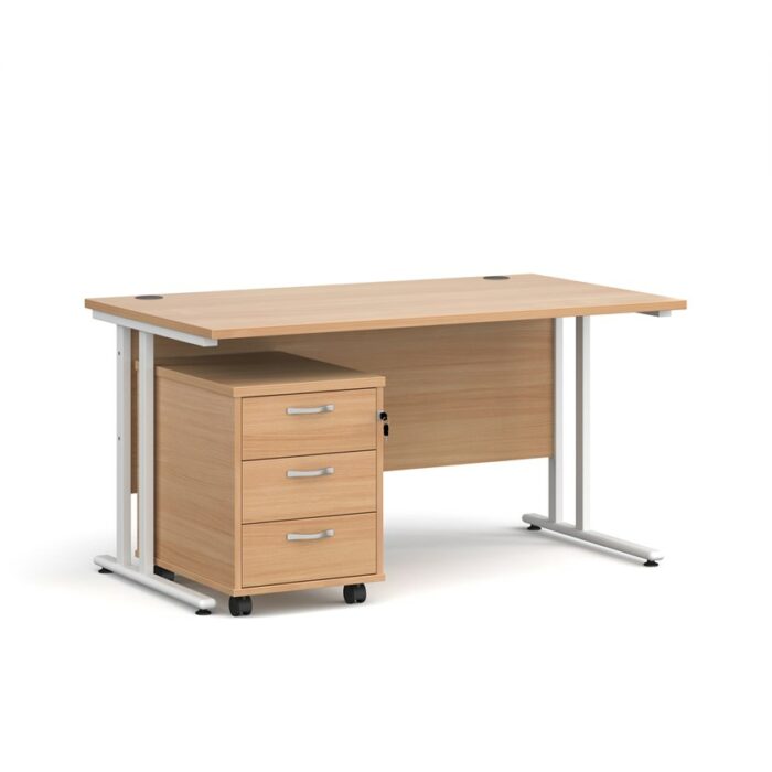BIG DEALS Straight Desk with 3 Drawer Pedestal - choice of Size-21595