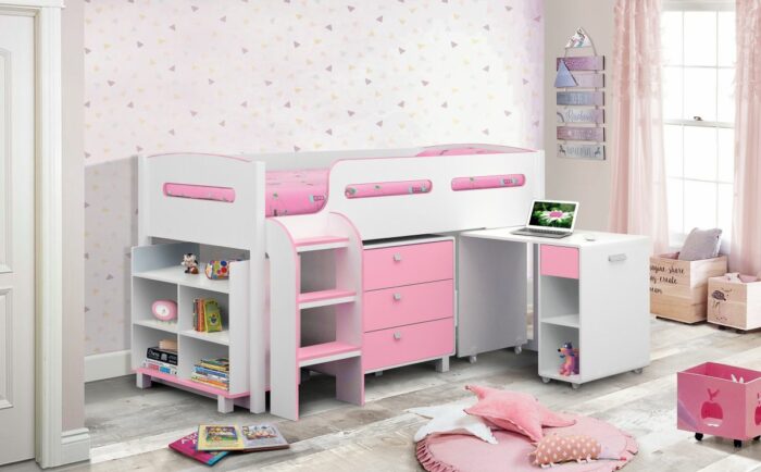 Julian Bowen wooden Kimbo Cabin Bed in Blue or Pink-3232