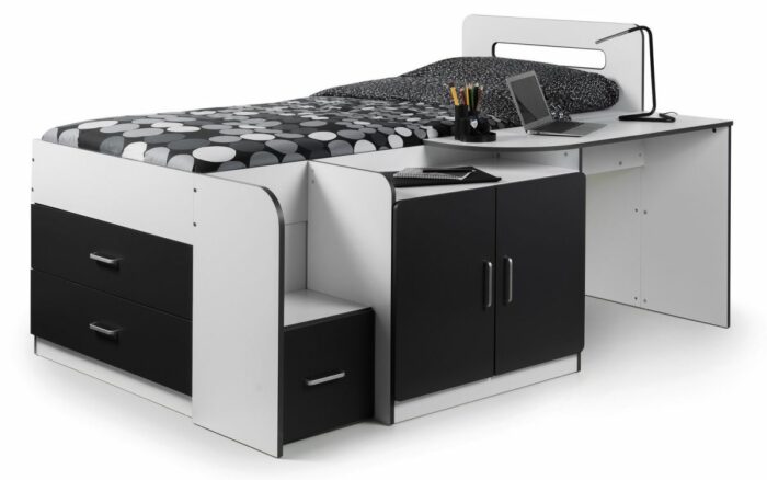 Julian Bowen wooden Cookie Cabin Bed White & Charcoal Grey-0