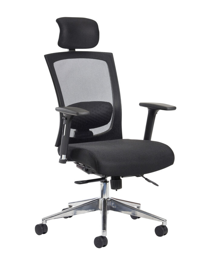 Dams Gemini 300 series mesh task chair with adjustable arms and headrest - black-0