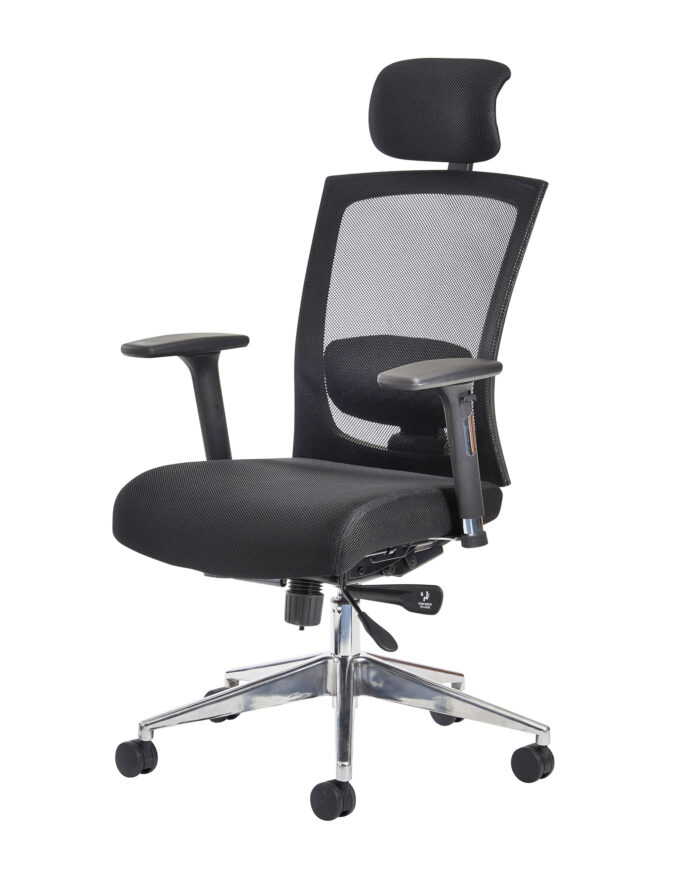 Dams Gemini 300 series mesh task chair with adjustable arms and headrest - black-3385