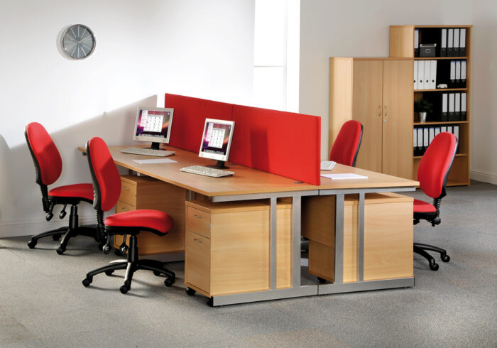 Dams Momento right hand wave desk - silver cantilever frame-3588