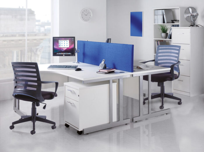 Dams Momento right hand wave desk - silver cantilever frame-3586