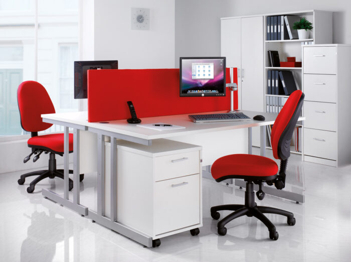 Dams Momento right hand wave desk - silver cantilever frame-3587
