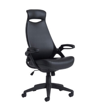 dams Tuscan high back managers chair with head support - black leather faced-0