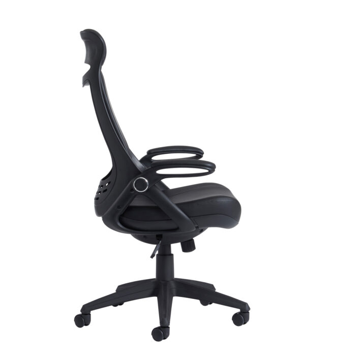 dams Tuscan high back managers chair with head support - black leather faced-3190