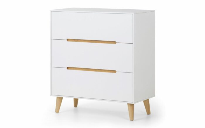 Julian Bowen Alicia 3 Drawer Retro Chest in White & Oak-0