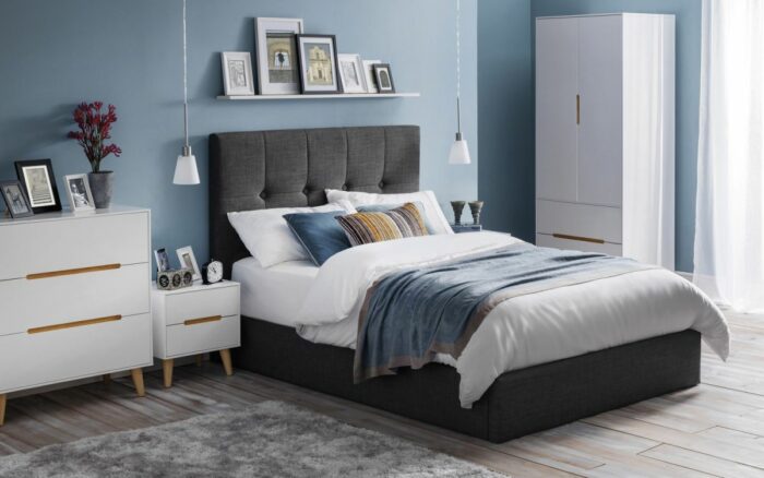 Julian Bowen Alicia 2 Drawer Retro Bedside White and Oak-4870