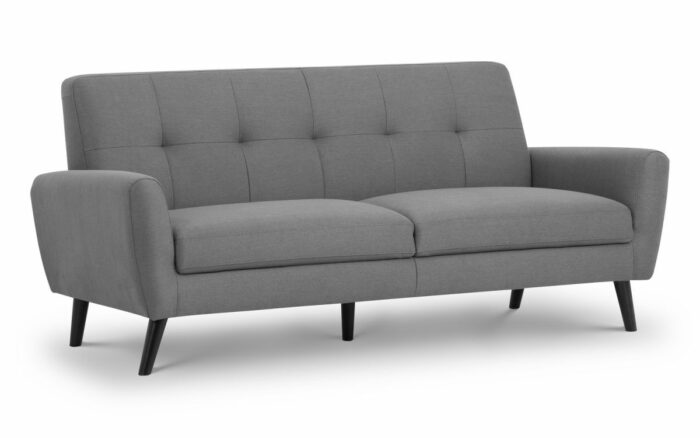 julian bowen Monza Retro 3/4 Seat Sofa Bed Grey Linen Fabric-5661